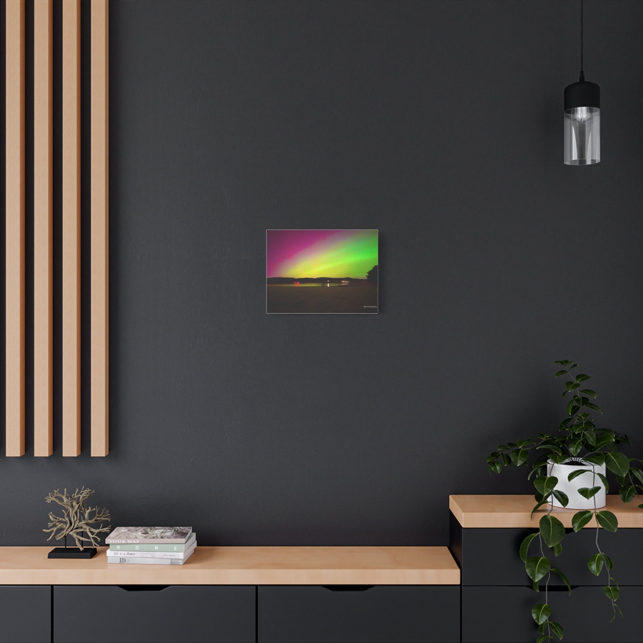 Aurora Night Sky Matte Canvas Print — Colorful Northern Lights Landscape