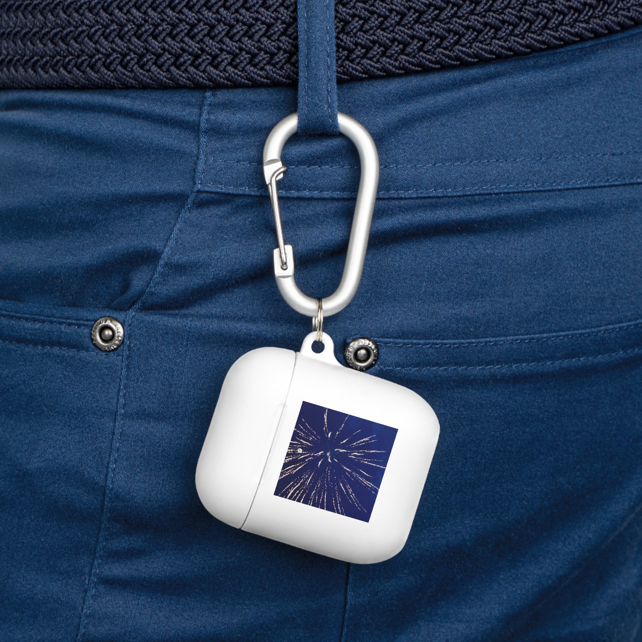 Navy Fireworks Burst AirPods Case