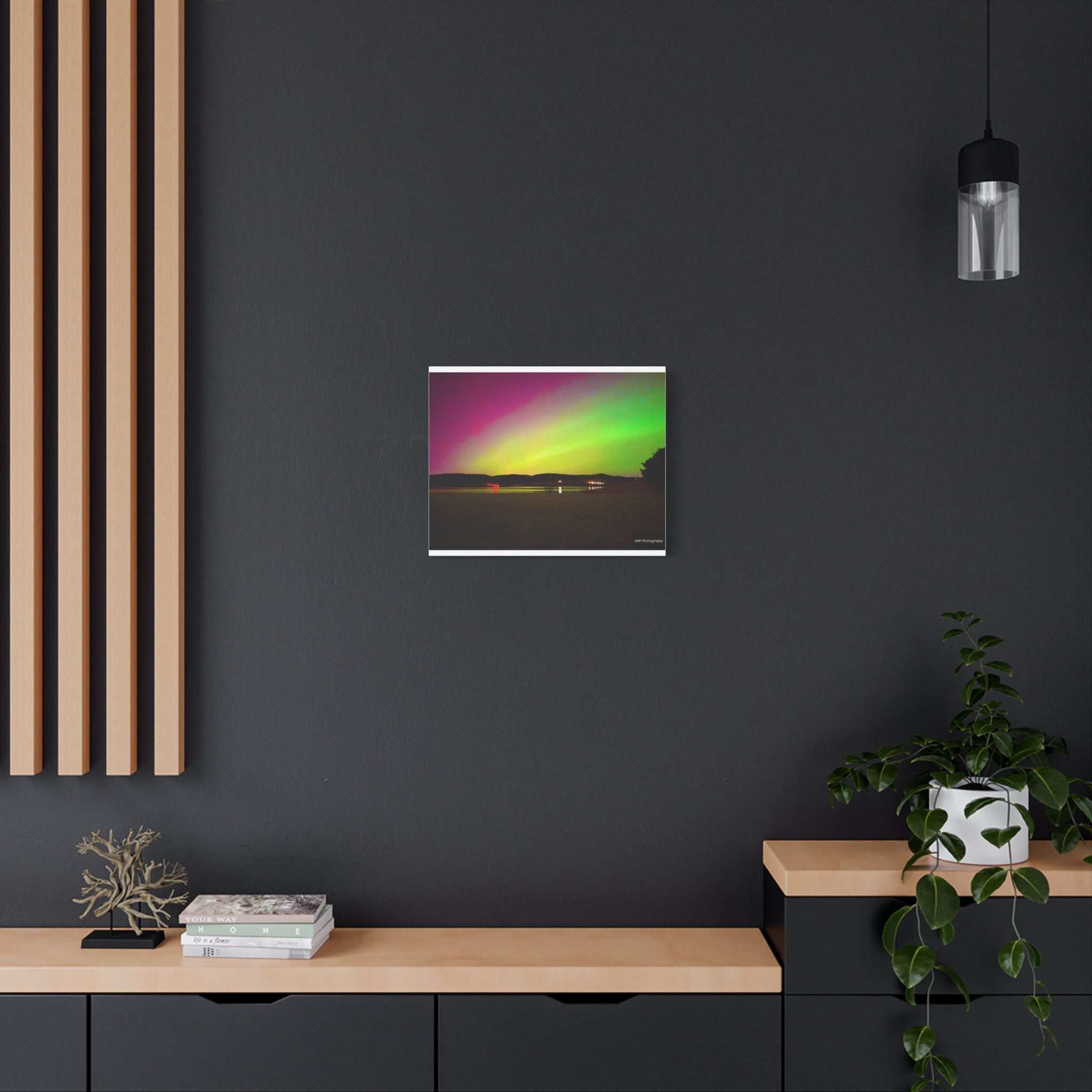 Aurora Night Sky Matte Canvas Print — Colorful Northern Lights Landscape