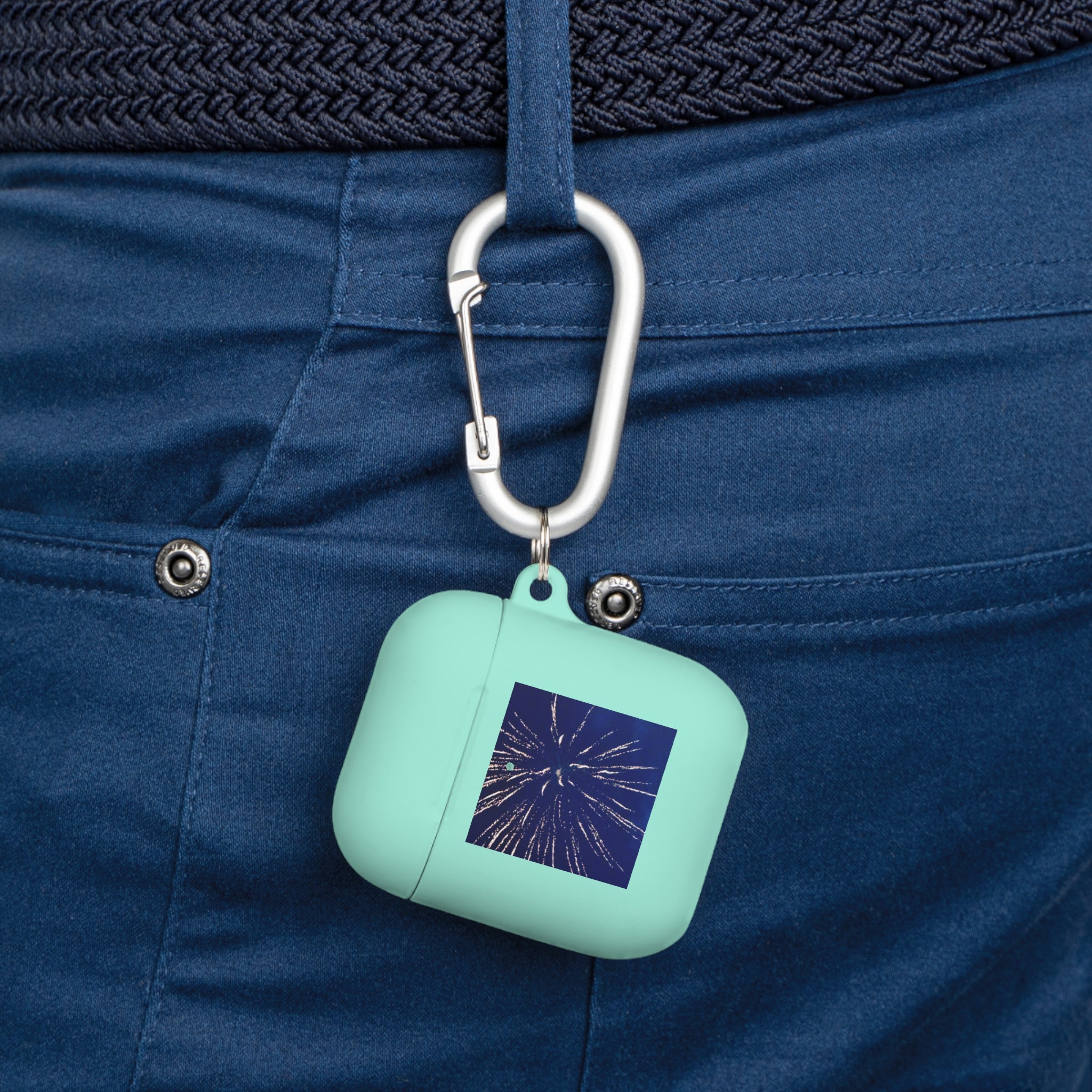 Navy Fireworks Burst AirPods Case