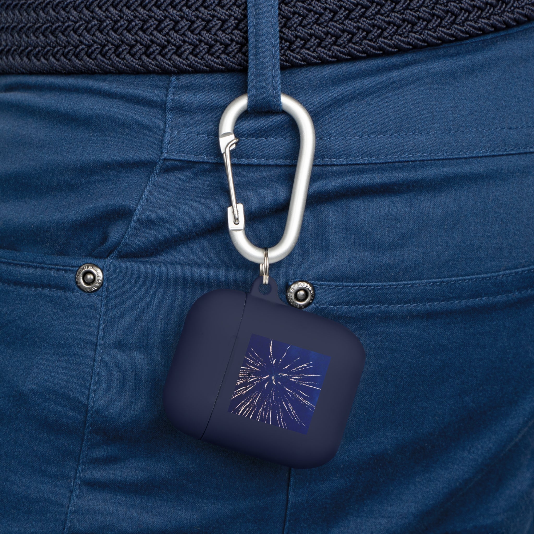 Navy Fireworks Burst AirPods Case