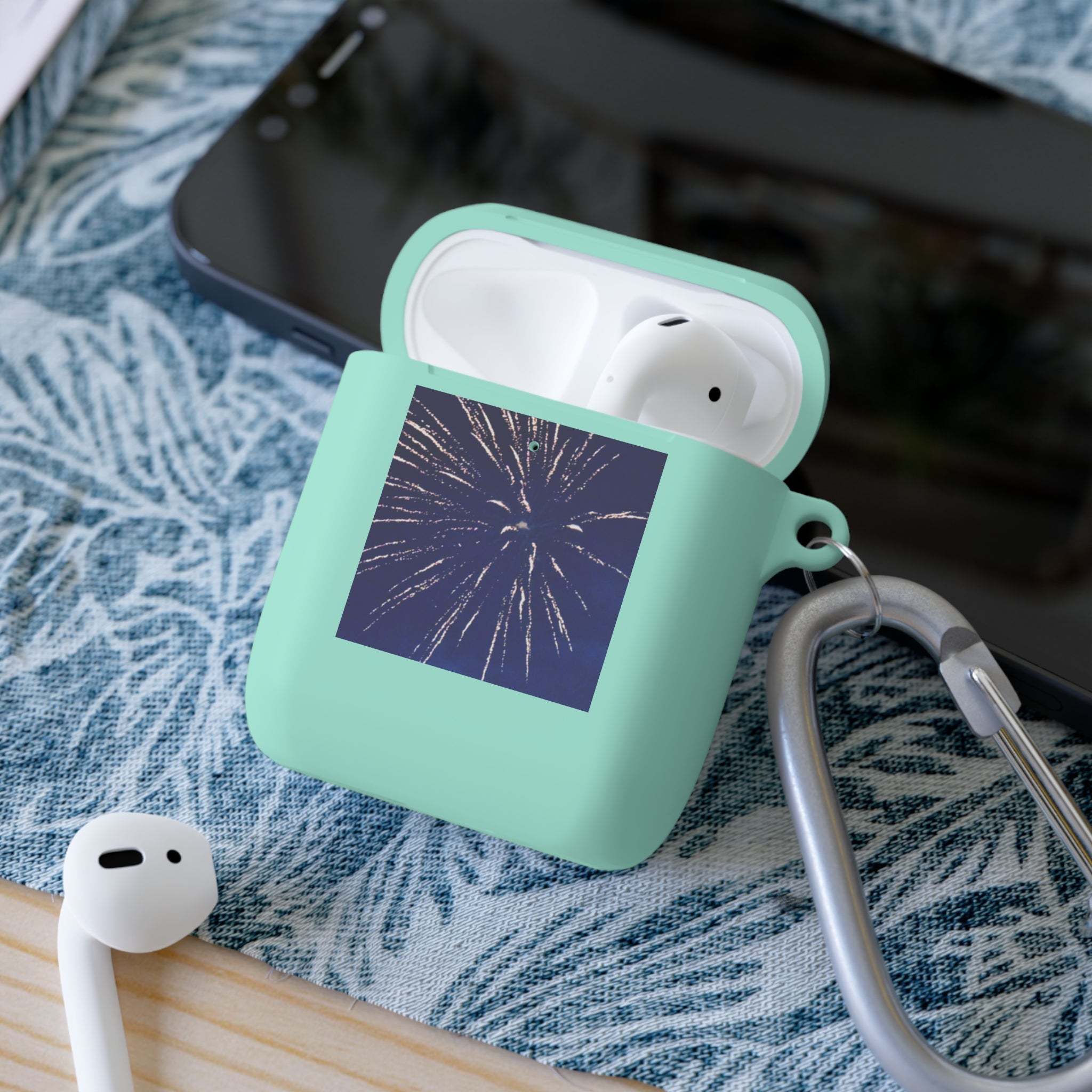 Navy Fireworks Burst AirPods Case