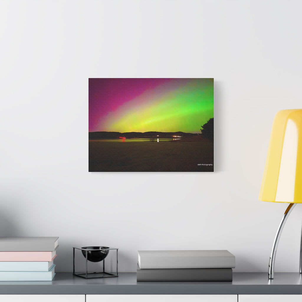 Aurora Night Sky Matte Canvas Print — Colorful Northern Lights Landscape