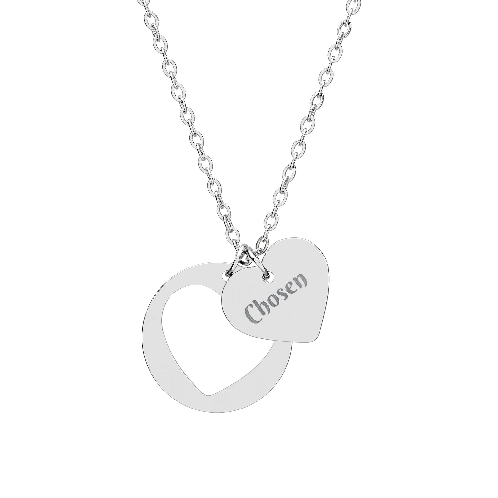 Engravable Heart Cutout Necklace — Personalized Sterling Pendant for Mothers & Loved Ones