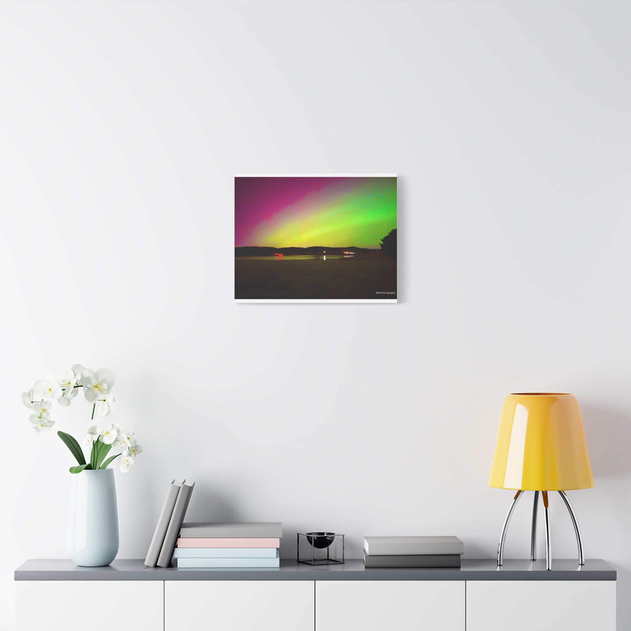 Aurora Night Sky Matte Canvas Print — Colorful Northern Lights Landscape