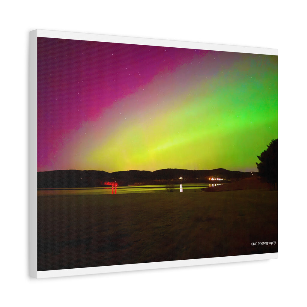 Aurora Night Sky Matte Canvas Print — Colorful Northern Lights Landscape