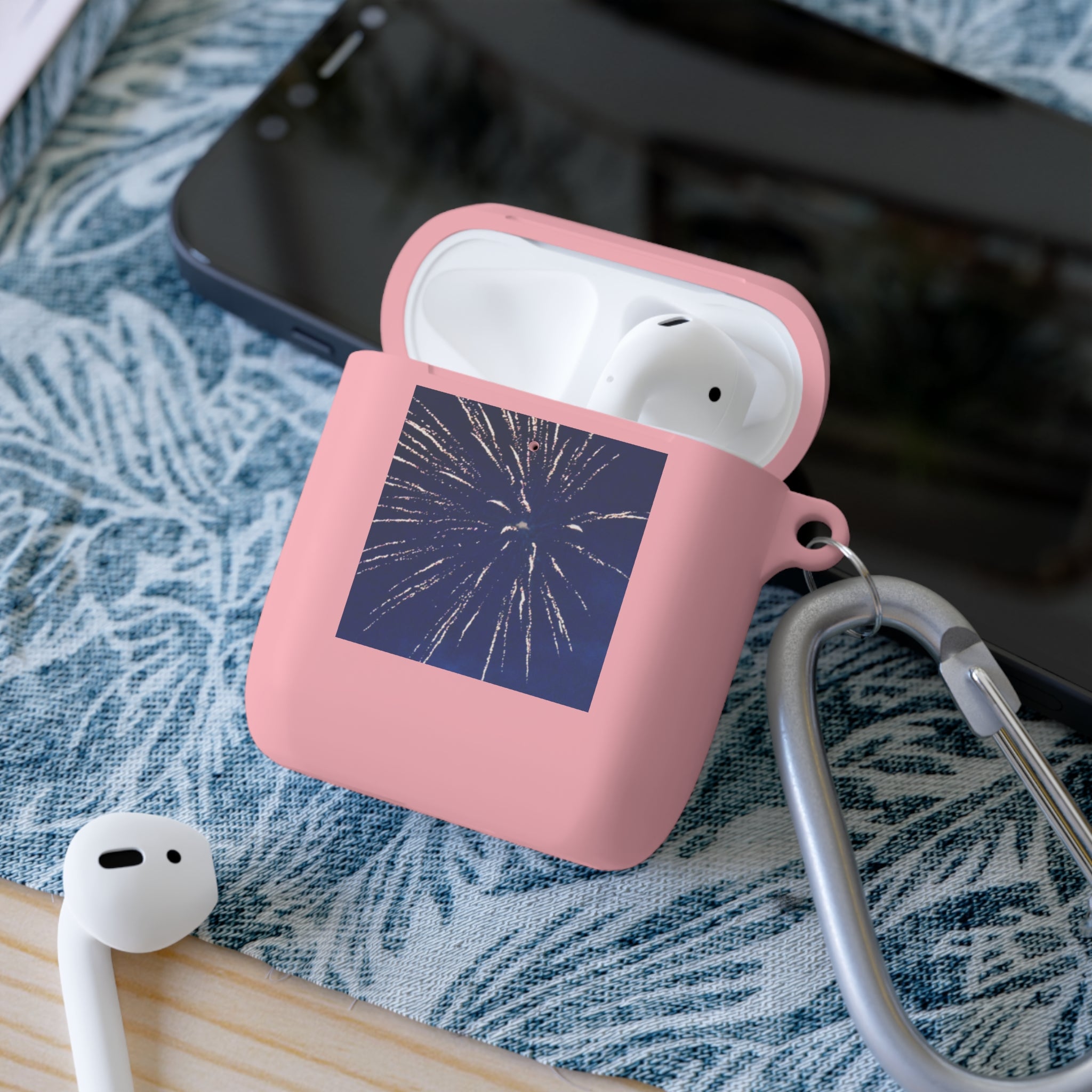 Navy Fireworks Burst AirPods Case