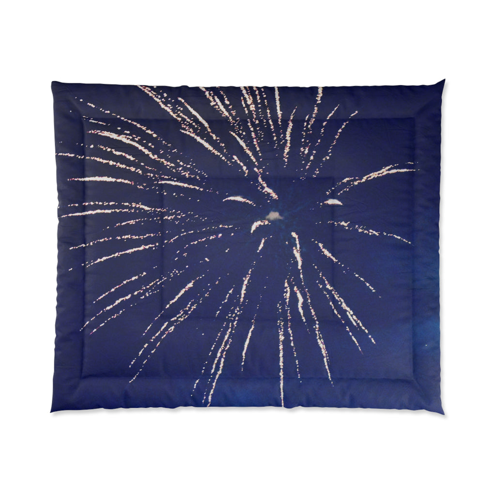 Firework Burst Comforter — Navy Blue Celebration Bedding