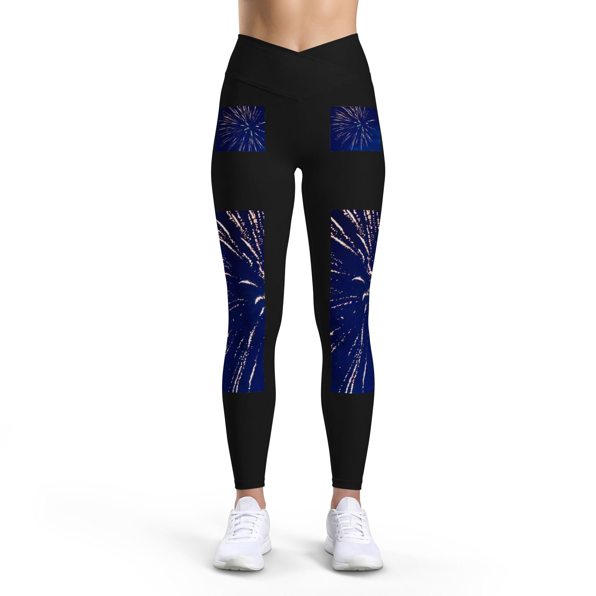 Fireworks Night Leggings — Blue Spark Celebration Yoga Pants